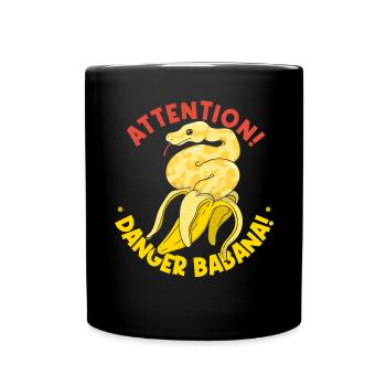Banana Ball Python Attention Dangerous Banana - Full Colour Mug - black - Front