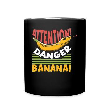 Banana Ball Python Attention Dangerous Banana - Full Colour Mug - black - Front