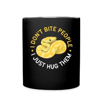 Banana Ball Python I Don't Bite I Hug Only - Full Colour Mug - black - Front
