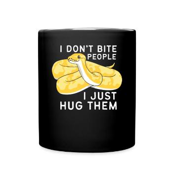 Banana Ball Python I Don't Bite I Hug Only - Full Colour Mug - black - Front