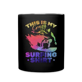 Surfeur d’eau C’est mon crazy surf shirt - Mug uni - noir - Devant