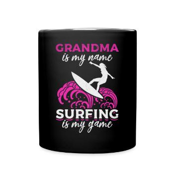 Surfer Grandma est mon nom Surf est mon jeu Grand-mère - Mug uni - noir - Devant