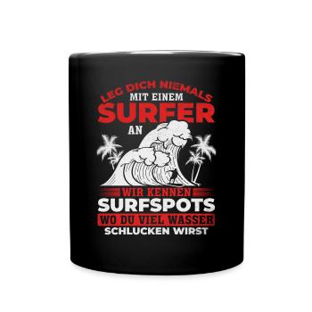Surfing Surfer Wassersport Surfing Surfen - Tasse einfarbig - Schwarz - Vorne