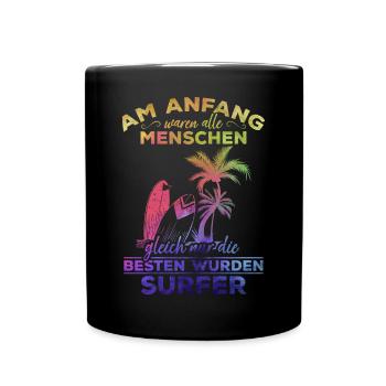 Surfer Water Surfing Surfer Wellenreiten Surfbrett - Tasse einfarbig - Schwarz - Vorne