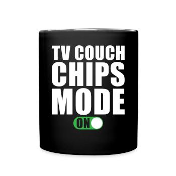 Tv Couch Chips Mode Activé - Mug uni - noir - Devant