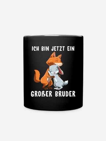 Großer Bruder Kleine Schwester - Fuchs und Hase - Tasse einfarbig - Schwarz