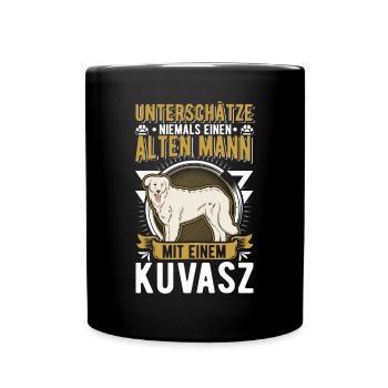 Kuvasz Alter Mann Ungarischer Kuvasz Rentner - Tasse einfarbig - Schwarz - Vorne