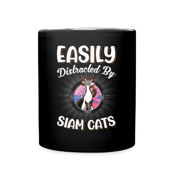 Siamkatze Siam Cat Siamesische Katze - Tasse einfarbig - Schwarz - Vorne