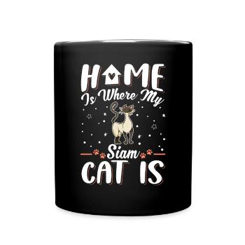 Siamkatze Zuhause Siamesische Katze Siam Cat - Tasse einfarbig - Schwarz - Vorne