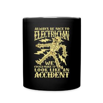 Sei nett Elektriker - Tasse einfarbig - Schwarz - Vorne