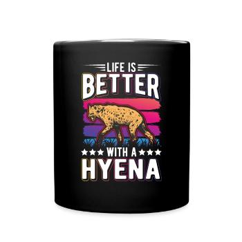 La vie est meilleure avec une Hyène Loup de Terre Hyène - Mug uni - noir - Devant