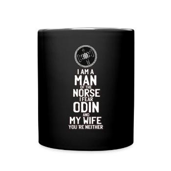 Der lustige Mann der Nordmänner - Wikingerhammer - Tasse einfarbig - Schwarz - Vorne