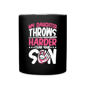 Daughter throws hard - Full Colour Mug - black - Front