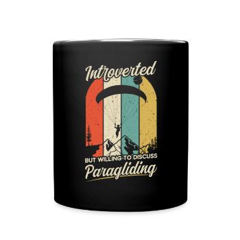 Introverted But Willing To Discuss Paragliding - Full Colour Mug - black - Front