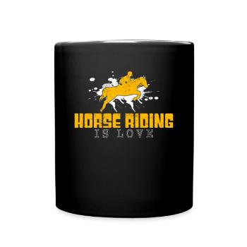 Pferde reiten Spruch - Tasse einfarbig - Schwarz - Vorne