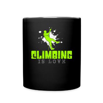 Klettern Spruch - Tasse einfarbig - Schwarz - Vorne
