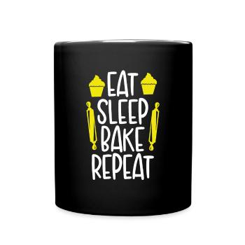 Eat Sleep Baking And Repeating - Full Colour Mug - black - Front
