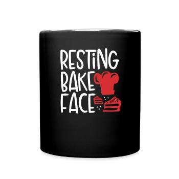 Resting cheek face - Full Colour Mug - black - Front
