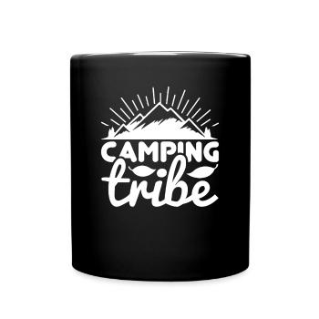 Camping Stamm Wandershirt - Tasse einfarbig - Schwarz - Vorne