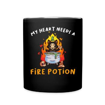 Mein Herz braucht einen Feuertrank traurige psychi - Tasse einfarbig - Schwarz - Vorne