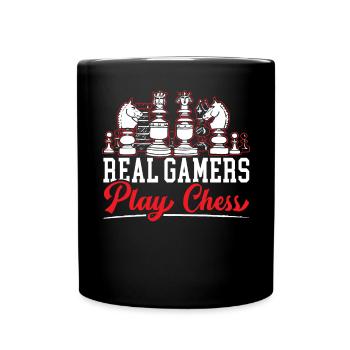 Real Gamers Play Chess Board Game Chess Player - Full Colour Mug - black - Front
