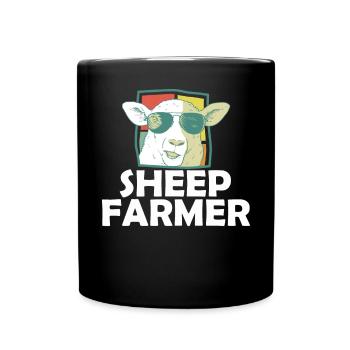 Retro Schaf Bauer Sonnenbrille Landwirtschaft - Tasse einfarbig - Schwarz - Vorne