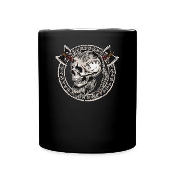 Norse Viking Skull Celtic Mythology Runen - Tasse einfarbig - Schwarz - Vorne