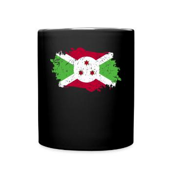 Burundi Flagge Grunge Burundi Fahne - Tasse einfarbig - Schwarz - Vorne