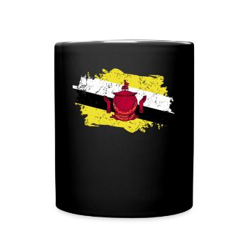 Brunei Flagge Grunge Brunei Fahne - Tasse einfarbig - Schwarz - Vorne