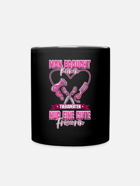 Friseurin - Tasse einfarbig - Schwarz