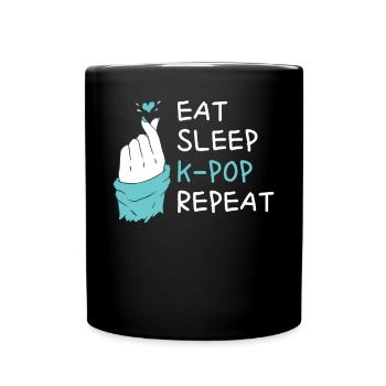Essen Sie Schlaf kpop wiederholt Finger Herz korea - Tasse einfarbig - Schwarz - Vorne
