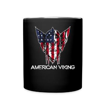 Amerikanische Flagge Wikinger Warrior Norse Mythol - Tasse einfarbig - Schwarz - Vorne
