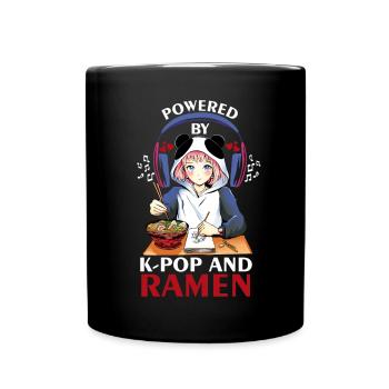 Angetrieben von K-Pop und Ramen skizzieren Anime G - Tasse einfarbig - Schwarz - Vorne