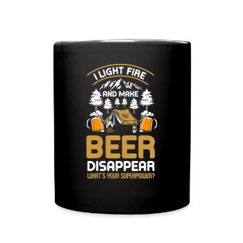 J’allume des feux et fais disparaître la bière Camping - Mug uni - noir - Devant