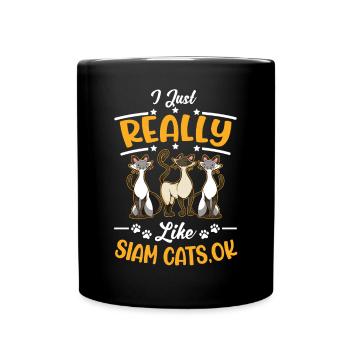 Ich mag einfach Siamkatzen Siamesische Katze - Tasse einfarbig - Schwarz - Vorne
