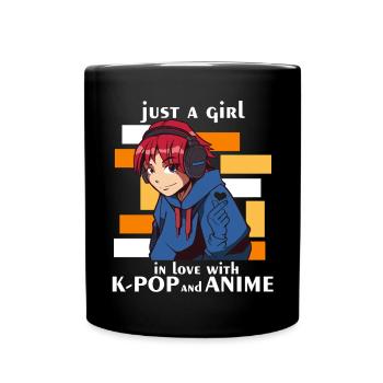 Nur ein Mädchen, das in Kpop und koreanische Anime - Tasse einfarbig - Schwarz - Vorne