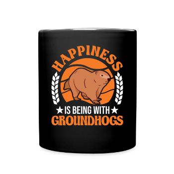 Happiness is being with Groundhogs Marmot - Full Colour Mug - black - Front