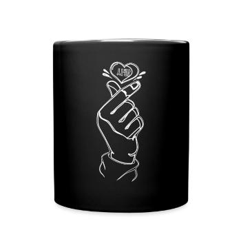 Saranghae Korean Finger Herz Handsymbol Kpop Linie - Tasse einfarbig - Schwarz - Vorne