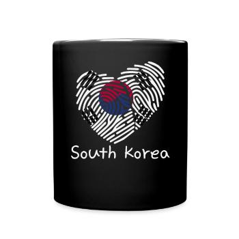 Koreanische Herzfingerabdruckflagge südkoreanische - Tasse einfarbig - Schwarz - Vorne