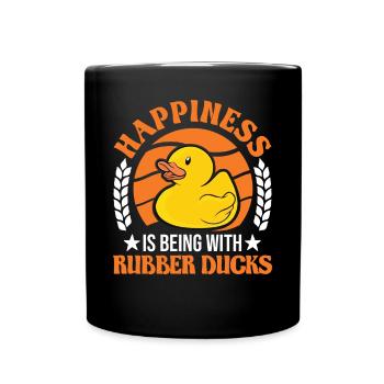 Happiness is being with Rubber Ducks Rubber Duck - Full Colour Mug - black - Front