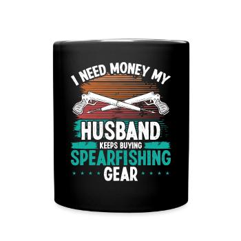 Spearfisher Husband Vintage Freediving Funny - Tasse einfarbig - Schwarz - Vorne
