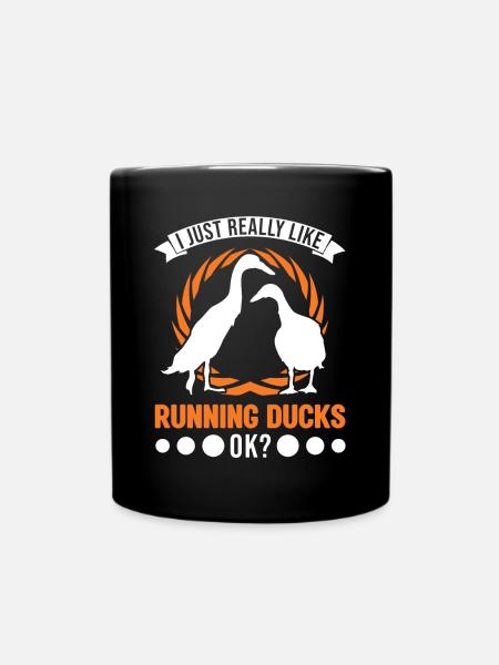 I just really like Running Ducks, ok Laufente - Tasse einfarbig - Schwarz