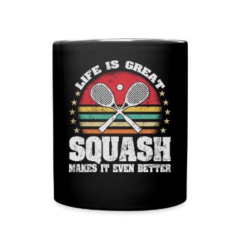 Life is Great Squash Makes It Better Retro Squash - Full Colour Mug - black - Front