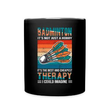 Worlds Okayest Badminton Player Retro Badminton - Tasse einfarbig - Schwarz - Vorne