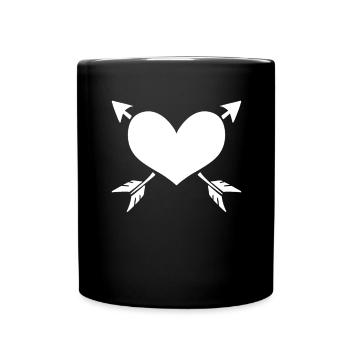 Herz Pfeil - Tasse einfarbig - Schwarz - Vorne