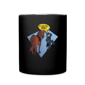Siège de selle équitation anglaise cavalier cheval sport équestre - Mug uni - noir - Devant