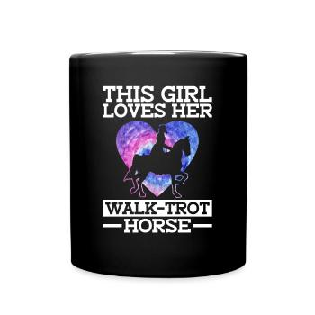 Cette fille aime son cheval au trot - Selle - Mug uni - noir - Devant