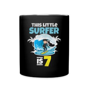 Surfing Boy — Dieser kleine Surfer ist 7 - Tasse einfarbig - Schwarz - Vorne