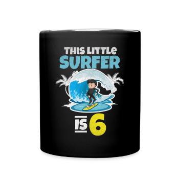 Surfing Boy — Dieser kleine Surfer ist 6 - Tasse einfarbig - Schwarz - Vorne
