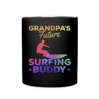 Surfing Baby Neugeborener Surfer Opas Zukunft - Tasse einfarbig - Schwarz - Vorne